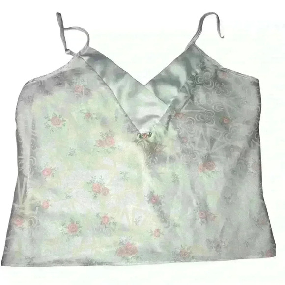 APOSTROPHE SATIN FLORAL WHITE TANK - Picture 1 of 5